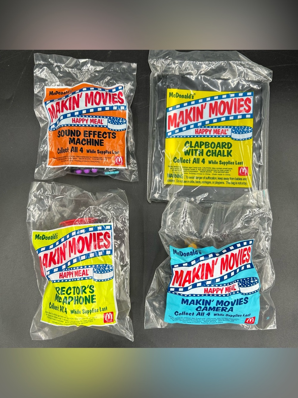 1993 McDonalds Makin Movies Happy Meal Toys Complete Set of 4 Sealed